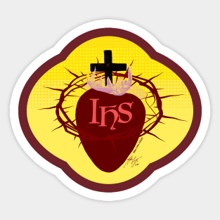 Sacred Heart of Jesus with Christogram Sticker